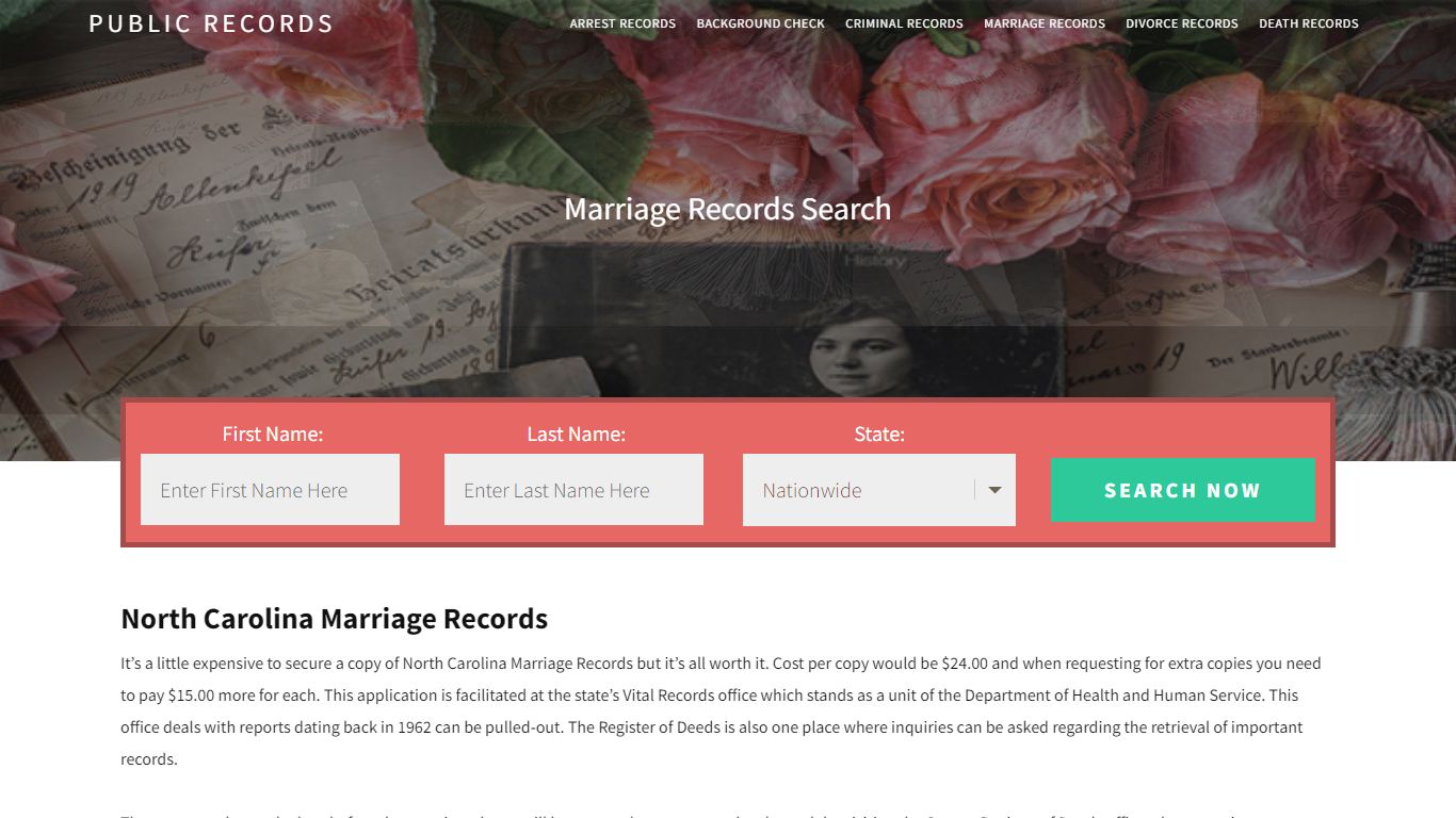 North Carolina Marriage Records | Enter Name and Search. 14Days Free